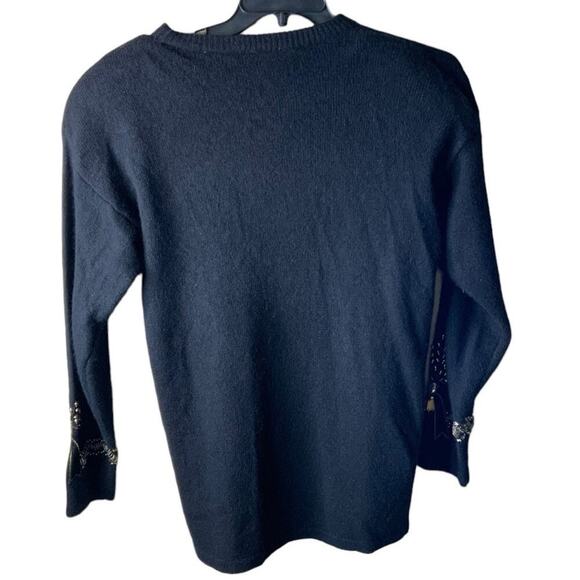 Vintage Cedars Beaded Lambs Wool Angora Rabbit Hair Sweater Women Embroidered - Picture 4 of 11